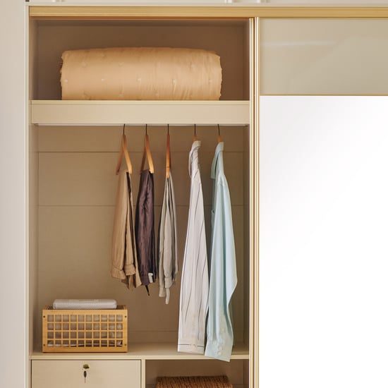 Modern Radiance 2-Door Sliding Wardrobe with Mirrors - Cream