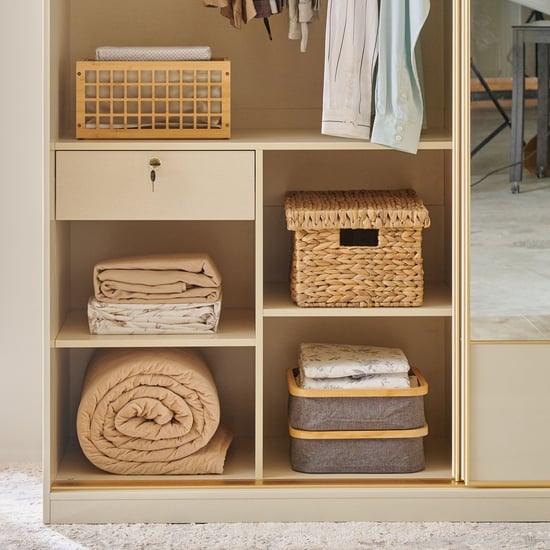 Modern Radiance 2-Door Sliding Wardrobe with Mirrors - Cream