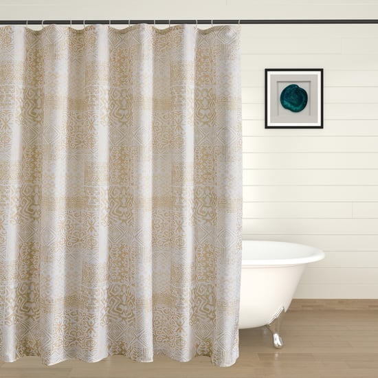 Richmond Coral Printed Shower Curtain with Hooks - 210x180cm