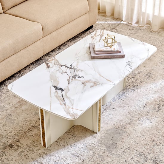 Modern Radiance Ceramic Top Coffee Table - Cream