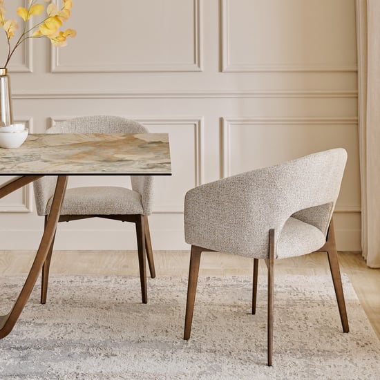 Morpheus Fabric Set of Dining Chairs Beige Beige Metal