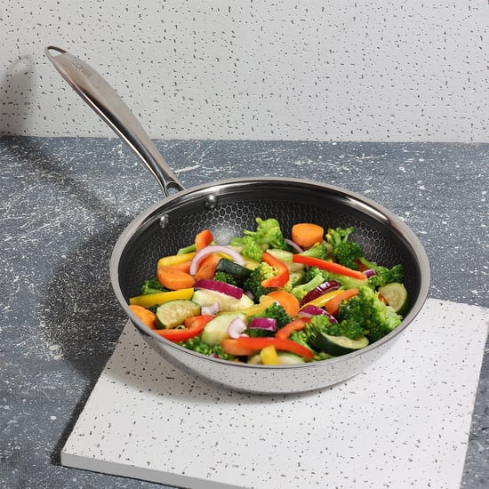 VINOD Platinum Triply Stainless Steel SAS Pro Fry Pan - 24 cm
