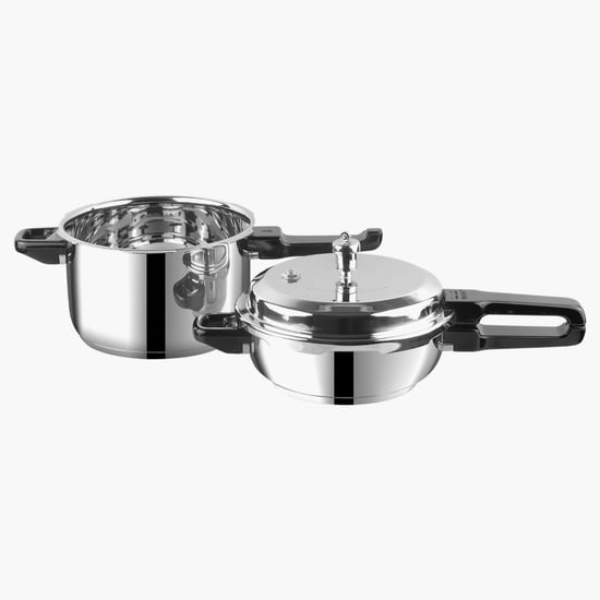 VINOD Set of 2 18/8 Stainless Steel Pressure Cooker and Mini Pan Cooker
