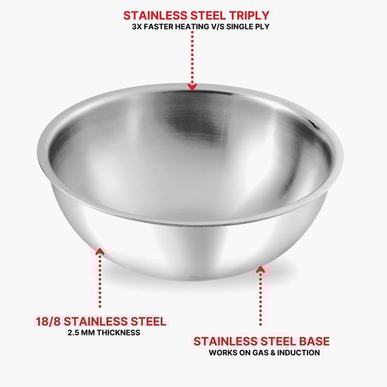 VINOD Platinum Triply Stainless Steel Tasla - 2.4L