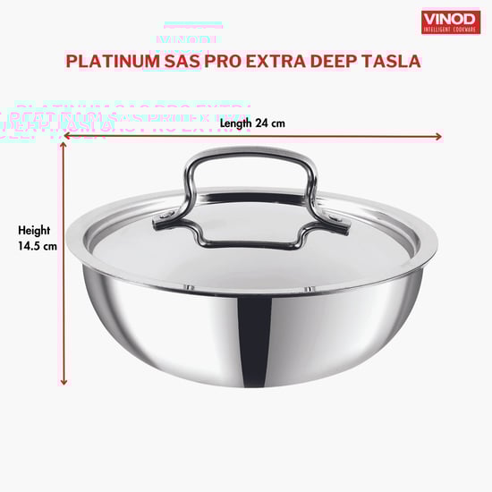 VINOD Platinum Triply Stainless Steel Tasla - 2.4L