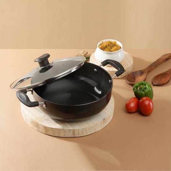 VINOD Aluminium Hard Anodized Kadai with Lid - 2.6L