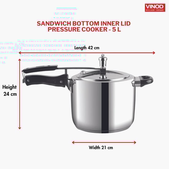VINOD 18/8 Stainless Steel Pressure Cooker - 5L