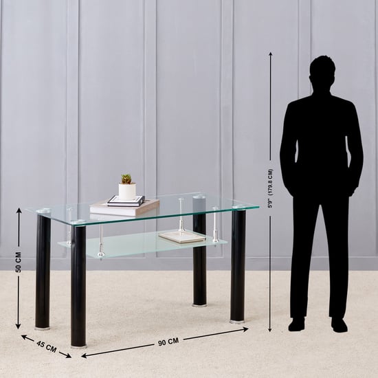 Helios Frank Tempered Glass Top Coffee Table - Black | Black