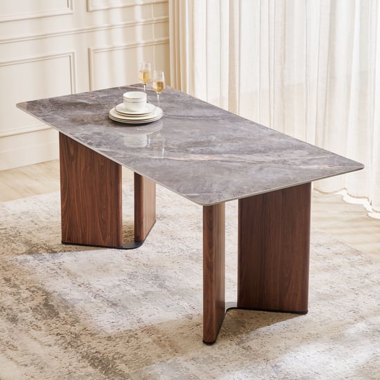 Leyton Sintered Stone Top 6-Seater Dining Table - Grey