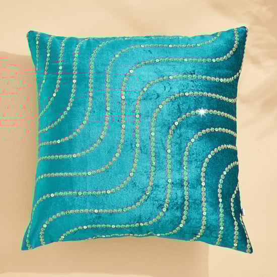Vellum Maila Verdigris Embroidered Cushion Cover - 40x40cm