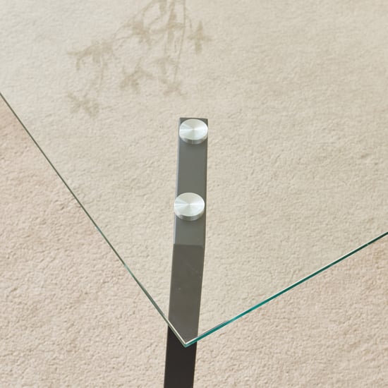 Helios Paul Tempered Glass Top 4-Seater Dining Table - Black