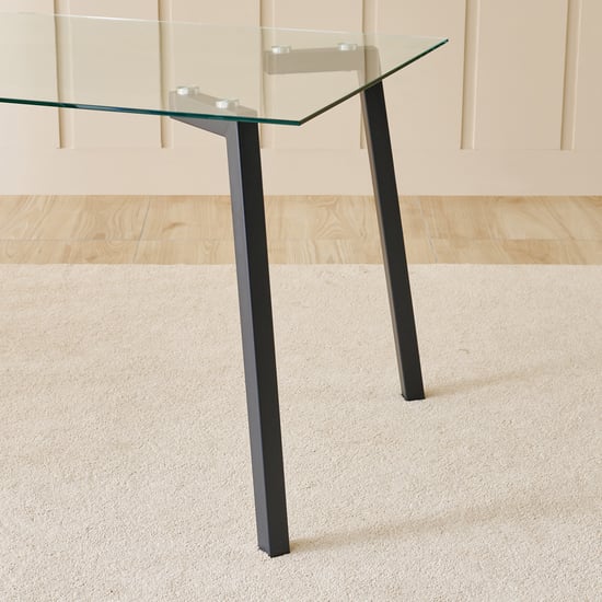 Helios Paul Tempered Glass Top 6-Seater Dining Table - Black