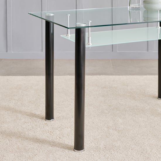 Helios Frank Tempered Glass Top 4-Seater Dining Table - Black