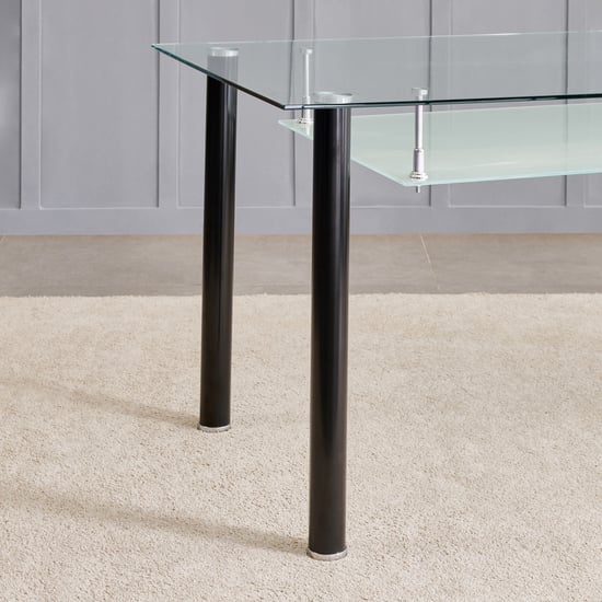 Helios Frank Tempered Glass Top 6-Seater Dining Table - Black