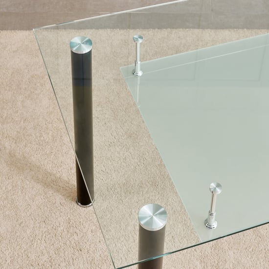 Helios Frank Tempered Glass Top 6-Seater Dining Table - Black