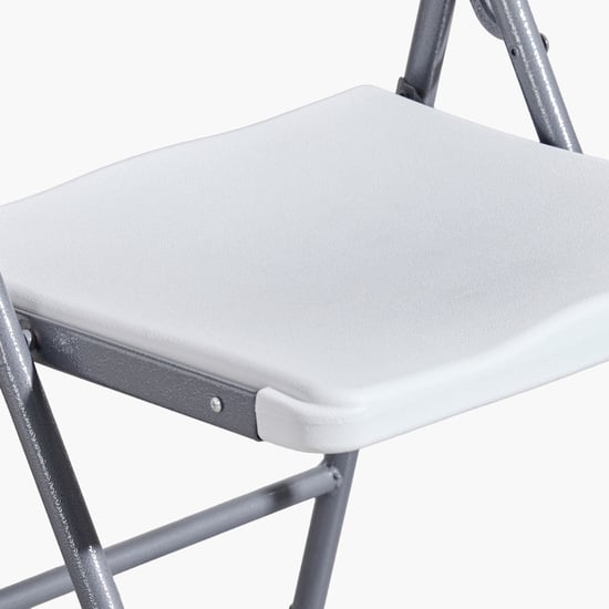 Helios Zein Metal 6-Seater Folding Dining Set with Chairs - Grey and White