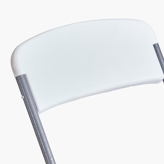 Helios Zein Metal 6-Seater Folding Dining Set with Chairs - Grey and White