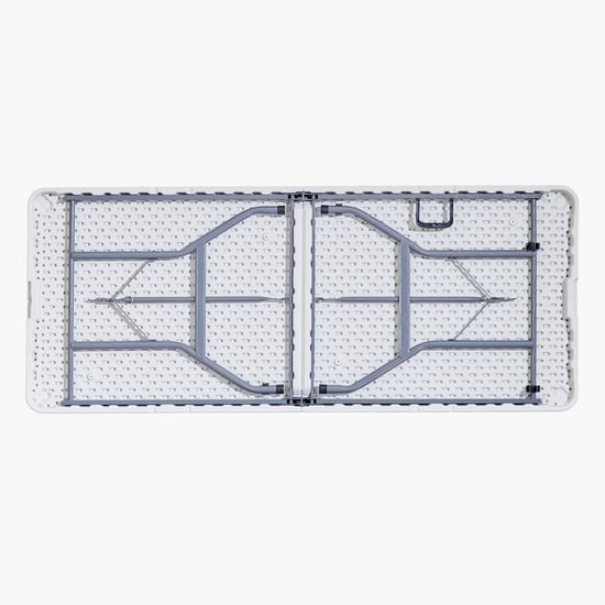 Helios Zein Metal 6-Seater Folding Dining Set with Chairs - Grey and White