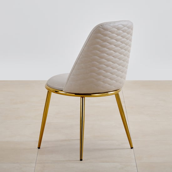 Vegas Faux Marble Top 6-Seater Dining Set with Chairs - Beige and Grey