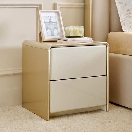 Home Shores Bedside Table with Drawers - Greige