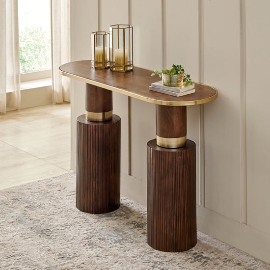 Eclat Mango Wood Top Console Table - Walnut