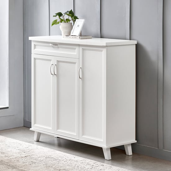 Helios Alton 16 Pairs Shoe Cabinet with Drawer  - White