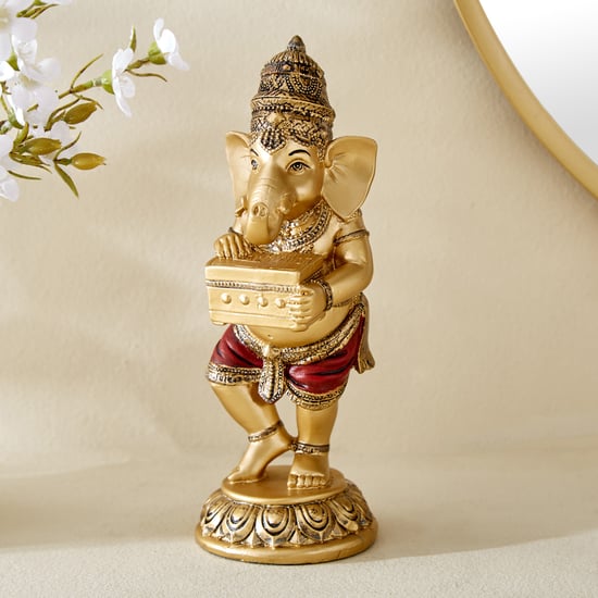 Alpana Fiesta Polyresin Ganesha with Harmonium Figurine