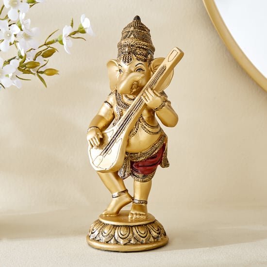 Alpana Fiesta Polyresin Ganesha with Sitar Figurine