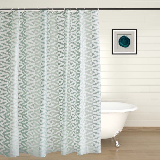 Richmond Coral Printed Shower Curtain with Hooks - 200x180cm