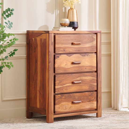 Adana Grand Sheesham Wood Chest of 4 Drawers - Brown