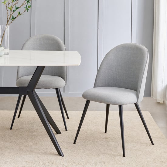 Rika Set of 2 Fabric Dining Chairs - Grey