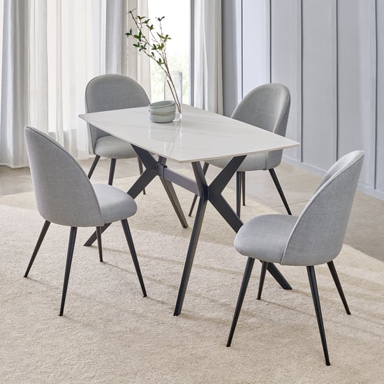 Rika Sintered Stone 4-Seater Dining Table - White