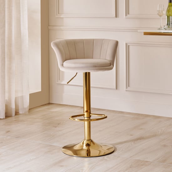 Modern Radiance Velvet Bar Chair - Beige