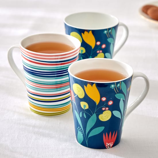 Corsica Mandarin Set of 3 Bone China Print Mugs - 340ml