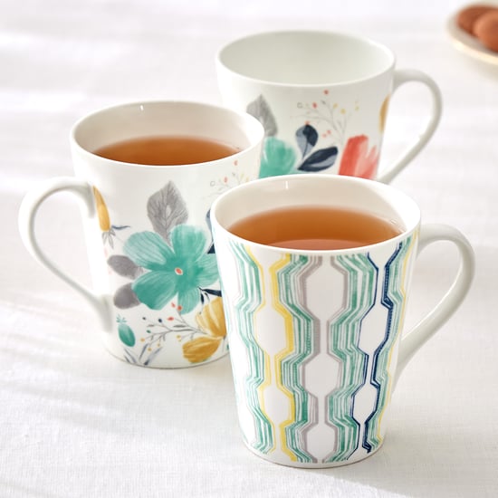 Corsica Mandarin Set of 3 Bone China Printed Mugs - 340ml