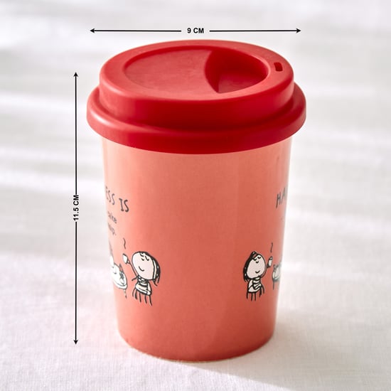 Corsica Happiness Bone China Printed Travel Tumbler with Lid - 300ml