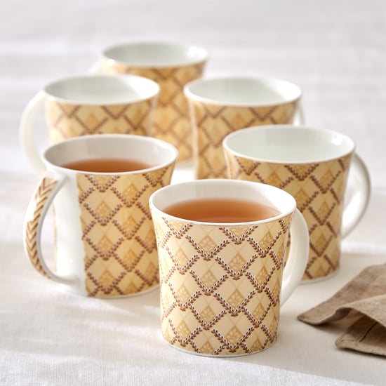 Corsica Jurgen Set of 6 Bone China Printed Mugs - 180ml