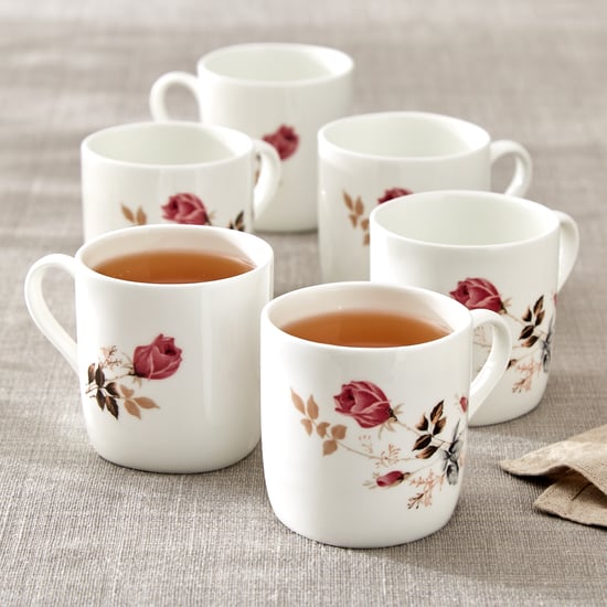 Corsica Jurgen Set of 6 Bone China Printed Mugs - 180ml