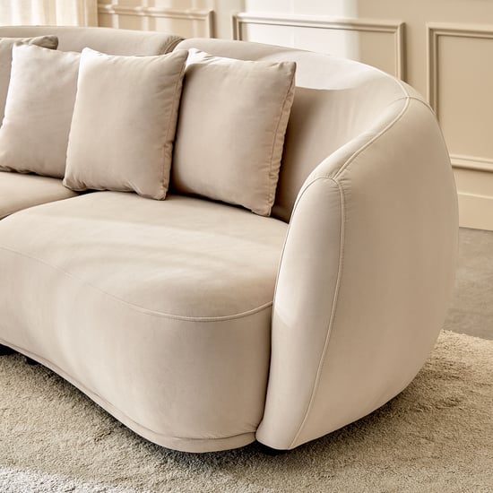 Homeshores Fabric 3-Seater Sofa with Cushions - Beige