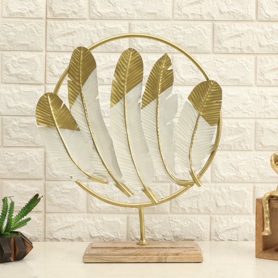 VEDAS Mystical Indiana Metal Feather Table Accent