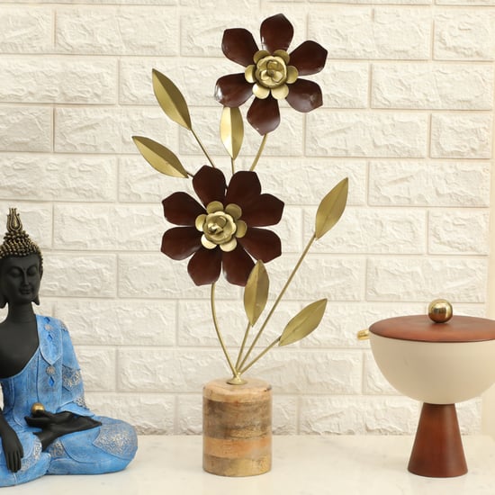 VEDAS Mystical Indiana Metal Bustle Flower Table Accent