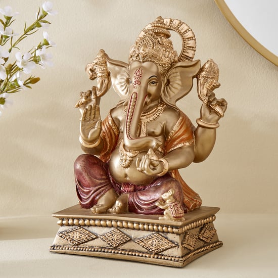 Corsica Alpana Polyresin Sitting Ganesha Figurine