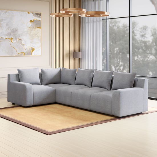 Chrono Fabric 5-Seater Corner Sofa - Grey