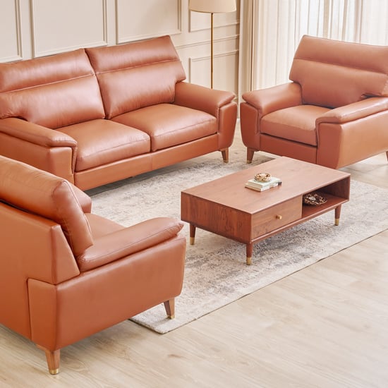 Aprilla NXT Half Leather 3+1+1 Seater Sofa Set - Tan | Tan