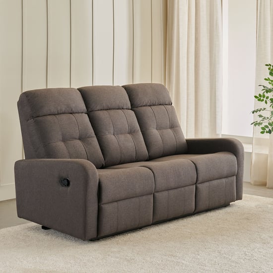 Helios Toledo Fabric 3-Seater Recliner - Brown