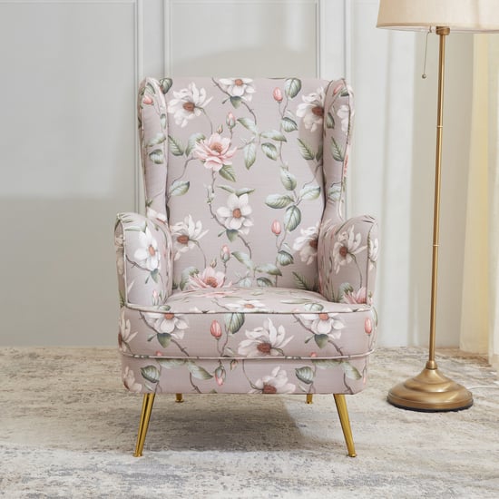 Helios Florence Fabric 3+2 Seater Sofa Set with Wing Chair and Cushions - Beige