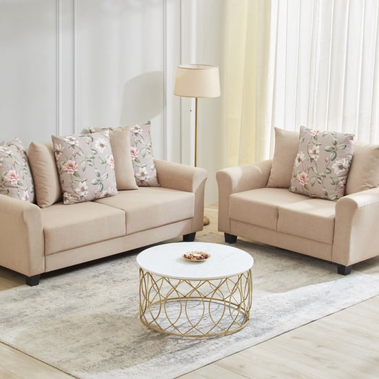 Helios Florence Fabric 3+2 Seater Sofa Set with Cushions - Beige