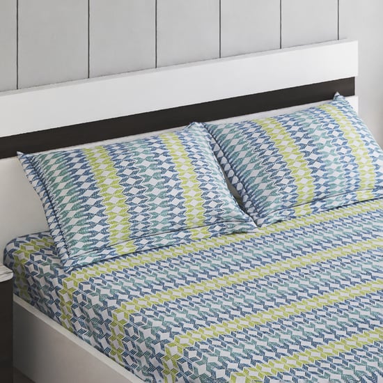 Ezra Camden Cotton 144TC Printed 3Pcs Queen Bedsheet Set