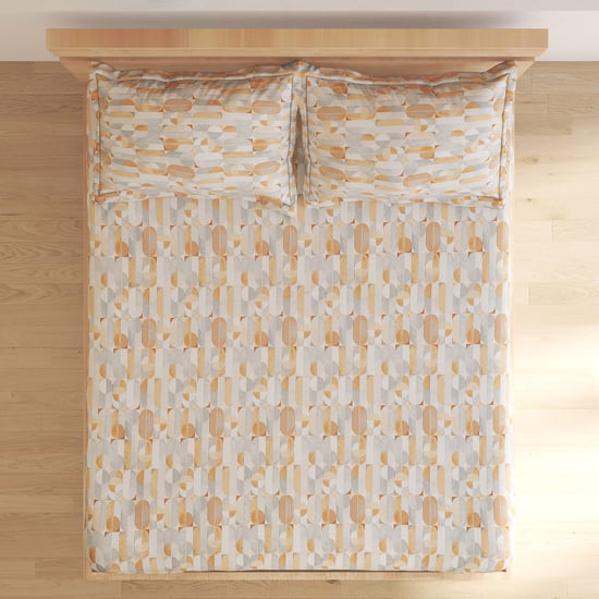 Ezra Dew Cotton 144TC Geometric Print 3Pcs Queen Bedsheet Set