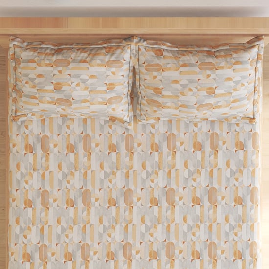 Ezra Dew Cotton 144TC Geometric Print 3Pcs Queen Bedsheet Set